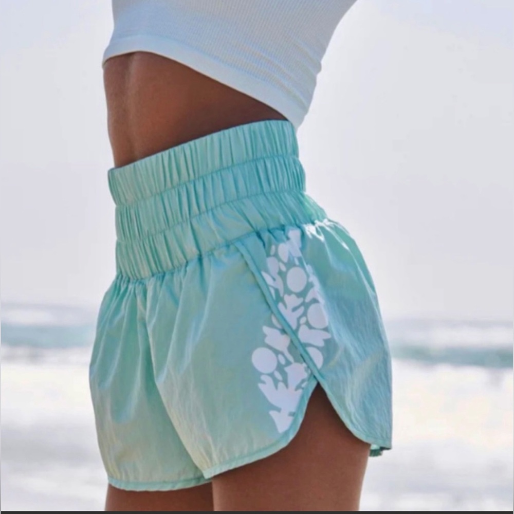 FREE PEOPLE MOVEMENT THE WAY HOME SHORT TURQUOISE MINT Elastic Waist